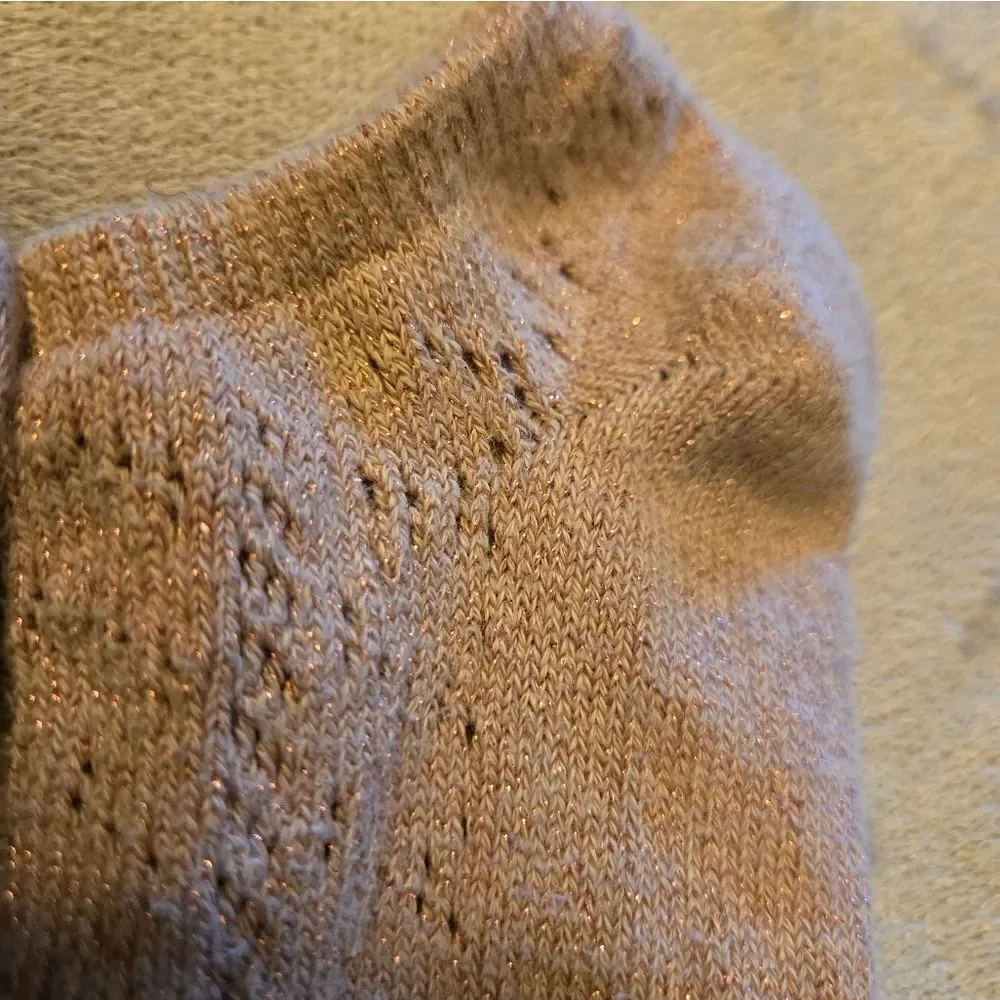 Metallic Pointelle Ankle Socks